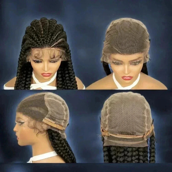 28" Braided full lace wig,  Ghana Weave, long tick Braids, Natural Baby Hair, - Picture 4 of 15